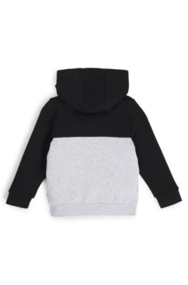 BOSS - Kids' zip-up hoodie with color-blocking and logo - Light Grey