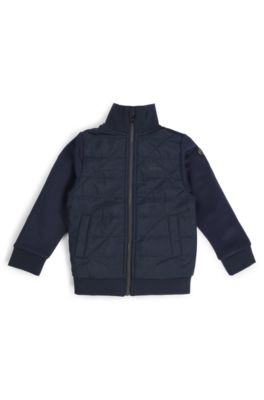 Chaqueta con cremallera para ni&ntilde;os con monograma Double B, Azul oscuro