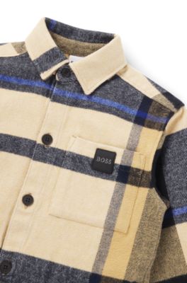 Camisa de algod&oacute;n a cuadros para ni&ntilde;os con bolsillo de la marca, Fantas&iacute;a