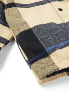 Kids' checked-cotton shirt with branded pocket, Patterned