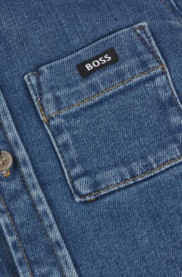 Camisa de manga larga para ni&ntilde;os en denim de algod&oacute;n el&aacute;stico, Fantas&iacute;a