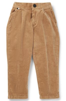 Pantalones de pana de algod&oacute;n el&aacute;stico para ni&ntilde;os, Marr&oacute;n