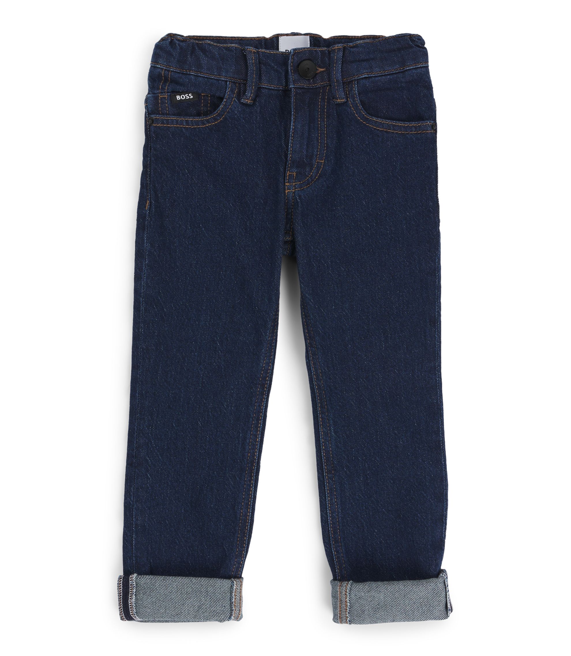 BOSS Kids' slim-fit jeans with Double B monogram rivet Dark Blue