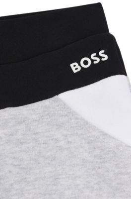 Kids' color-block tracksuit bottoms in fleece, Light Grey