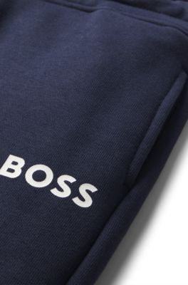 Pantalones de ch&aacute;ndal de algod&oacute;n para ni&ntilde;os con logo estampado, Azul oscuro
