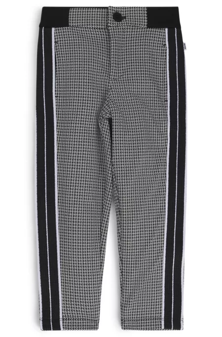 Kids' regular-fit tracksuit bottoms with houndstooth pattern
