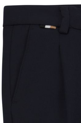 Pantalones de traje para ni&ntilde;os en tejido el&aacute;stico con detalles de la marca, Azul oscuro