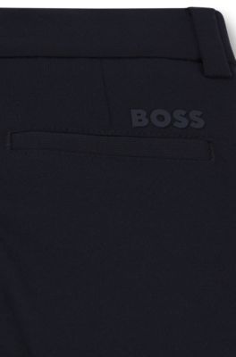 Pantalones de traje para ni&ntilde;os en tejido el&aacute;stico con detalles de la marca, Azul oscuro