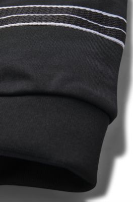 Kids' tapered-fit tracksuit bottoms with herringbone trims, Black