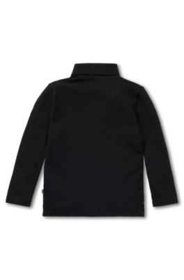 Polo de manga larga con tapeta a rayas para ni&ntilde;os, Negro