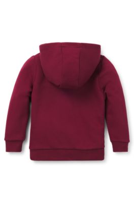 Sudadera con capucha para ni&ntilde;os en forro polar de algod&oacute;n con detalle de logo, Rojo oscuro