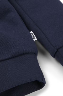 Sudadera para ni&ntilde;os en forro polar de algod&oacute;n con logo estampado, Azul oscuro