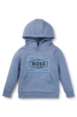 Sudadera con capucha para ni&ntilde;os en forro polar de algod&oacute;n con logo, Azul