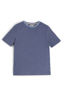 Kids' T-shirt in cotton with all-over monogram print, Blue