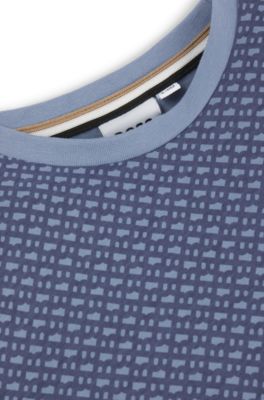 Kids' T-shirt in cotton with all-over monogram print, Blue