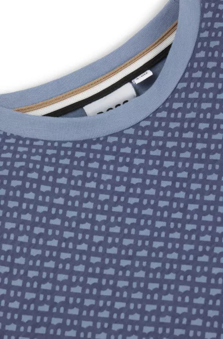 Kids' T-shirt in cotton with all-over monogram print