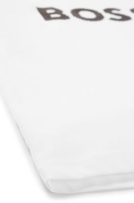 Camiseta de manga larga para ni&ntilde;os en algod&oacute;n con logo de puntos de silicona, Blanco