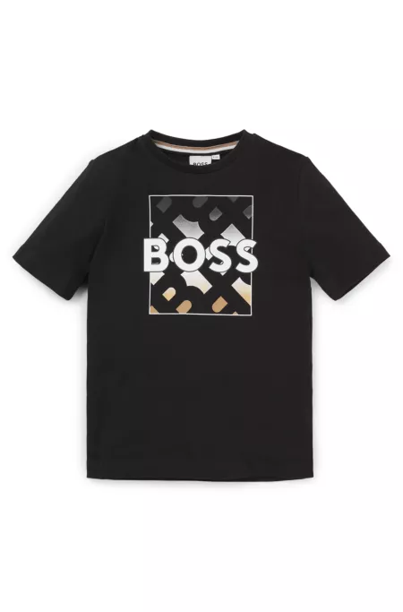 Kids' T-shirt in cotton with monograms and logo print