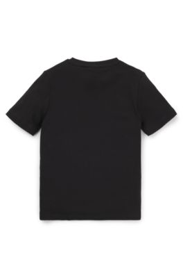 Camiseta para ni&ntilde;os en algod&oacute;n con estampado de monogramas y logo, Negro