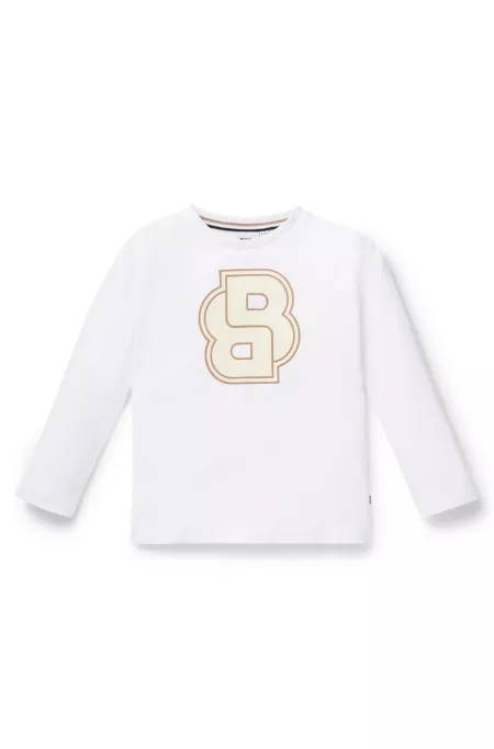 Kids' long-sleeved cotton T-shirt with Double B monogram