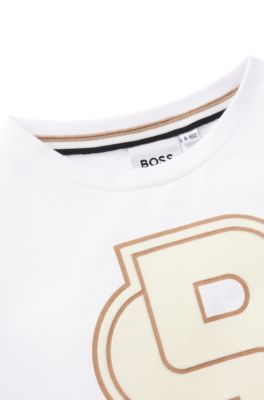 Kids' long-sleeved cotton T-shirt with Double B monogram, White
