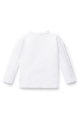 Camiseta de manga larga para ni&ntilde;os en algod&oacute;n con monograma Double B, Blanco