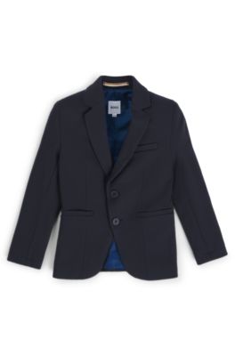 Chaqueta de traje para ni&ntilde;os en tejido el&aacute;stico con forro estampado, Azul oscuro