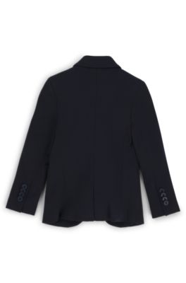 Chaqueta de traje para ni&ntilde;os en tejido el&aacute;stico con forro estampado, Azul oscuro