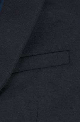 Kids' suit jacket in stretch fabric with printed lining, Dark Blue