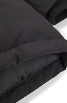 Kids' hooded parka jacket with logo badge, Black