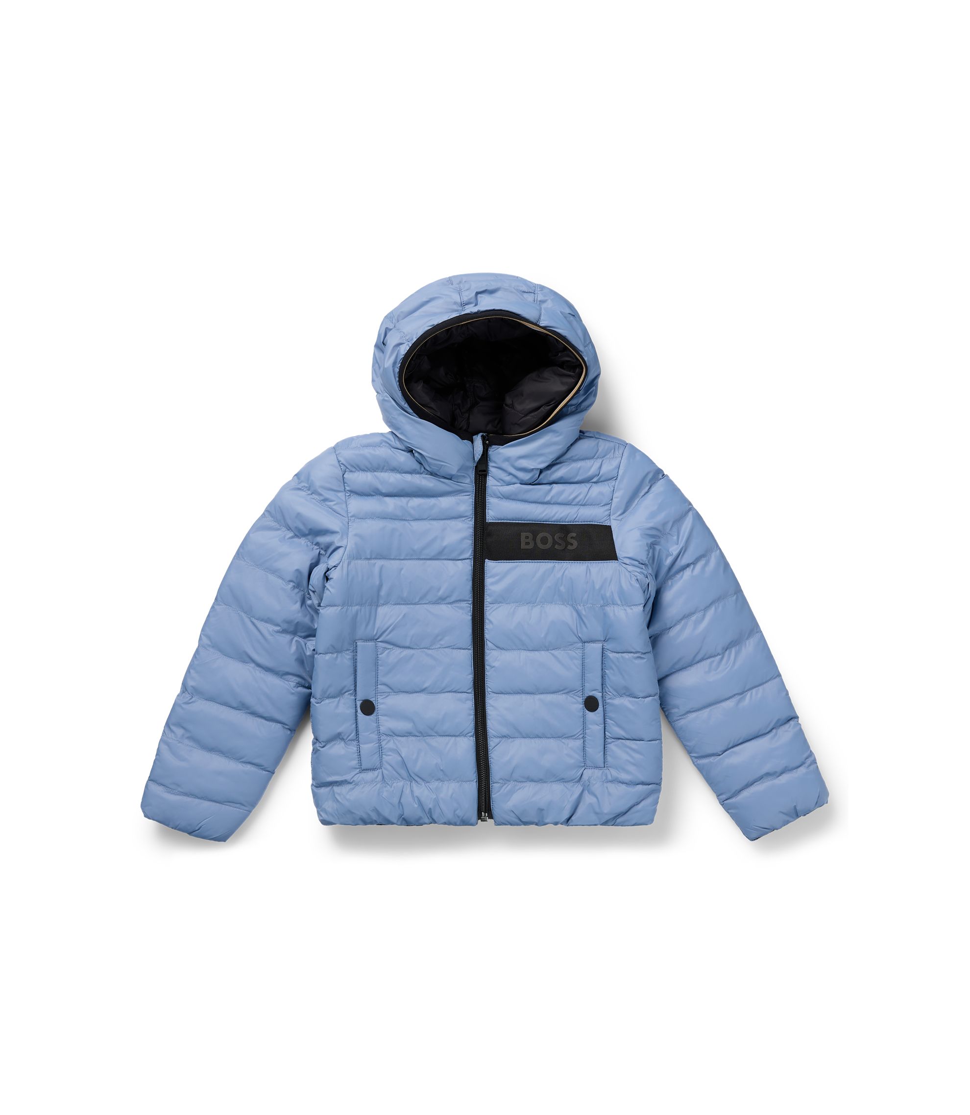 BOSS - Kids' reversible hooded jacket with water-repellent finish