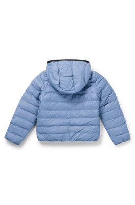 Kids' reversible hooded jacket with water-repellent finish, Blue