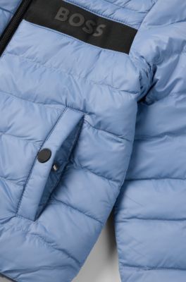 Kids' reversible hooded jacket with water-repellent finish, Blue