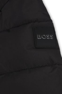 Chaqueta acolchada para ni&ntilde;os con capucha y detalles de logos, Negro