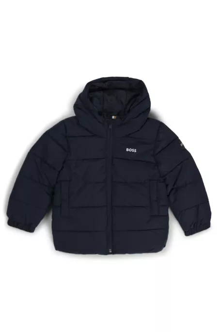 Kids' hooded padded jacket with logo details