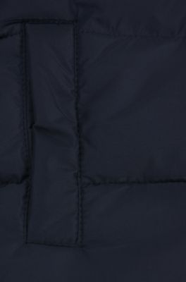 Kids' hooded padded jacket with logo details, Dark Blue