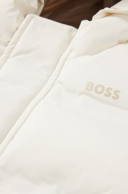 Chaqueta para ni&ntilde;os con capucha y detalles de logos, Beige claro