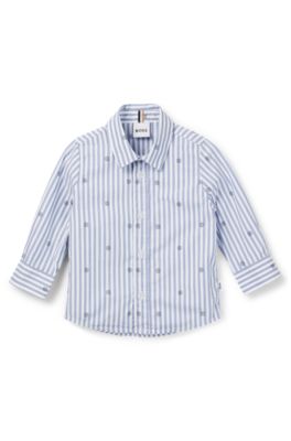 Kids' shirt striped cotton with Double B monograms