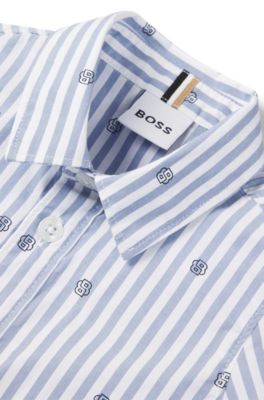 Camisa para ni&ntilde;os en algod&oacute;n a rayas con monogramas Double B, Fantas&iacute;a