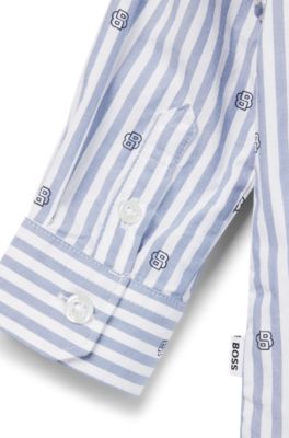 Kids' shirt in striped cotton with Double B monograms, Patterned