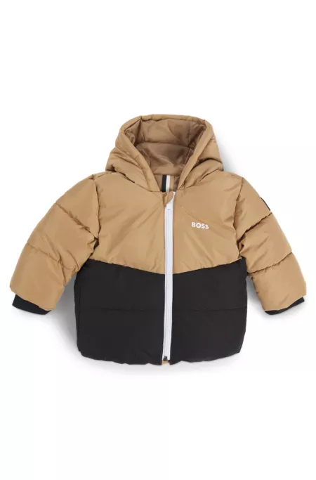 Kids' hooded color-block jacket with padding