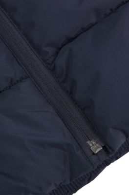 Kids' water-repellent padded jacket with logo print, Dark Blue