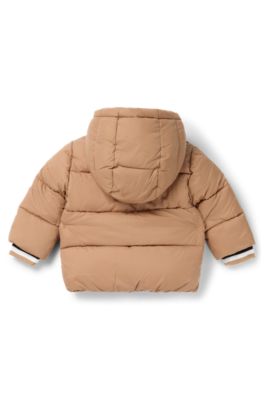 Kids' padded jacket with logo details, Brown