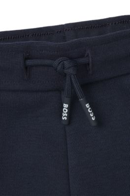 Kids' tracksuit with color-blocking and logo prints, Dark Blue