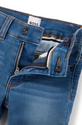 Kids' jeans in stretch denim with Double B monograms, Patterned