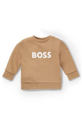 Sudadera para ni&ntilde;os en forro polar de algod&oacute;n con logo estampado, Marr&oacute;n