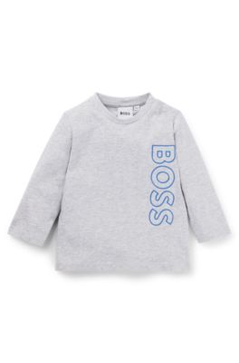 Kids' long-sleeved T-shirt cotton with vertical logo