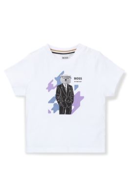 Camiseta de algod&oacute;n para ni&ntilde;os con ilustraci&oacute;n de la nueva temporada, Blanco