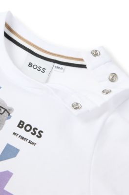 Camiseta de algod&oacute;n para ni&ntilde;os con ilustraci&oacute;n de la nueva temporada, Blanco
