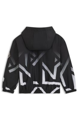Kids' windbreaker with degrad&eacute; artwork, Black